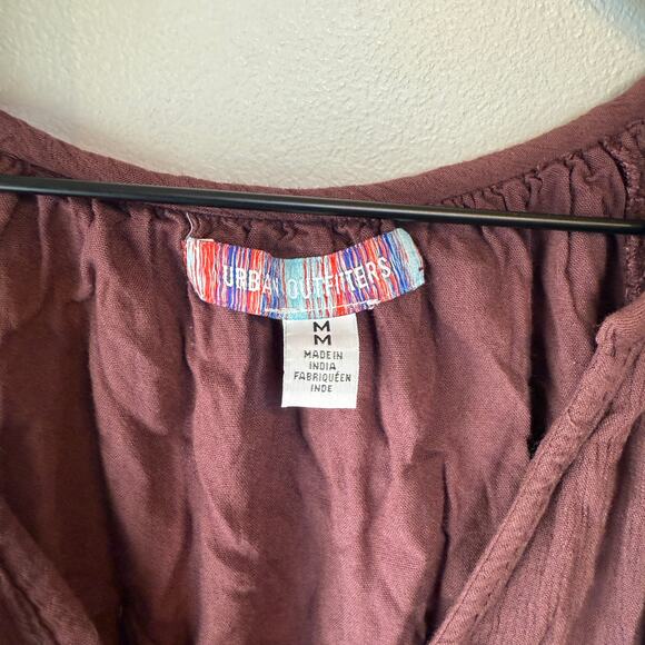 Urban Outfitters Women's 3/4 Sleeve Romper Ruched Side Brown Size Medium - Picture 5 of 8